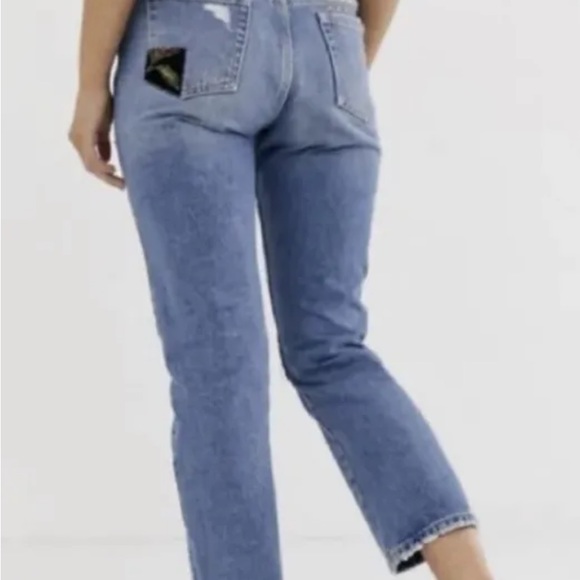 Free People Poppy Patch Straight Leg Jeans $148 Size 30x27 - Picture 3 of 13